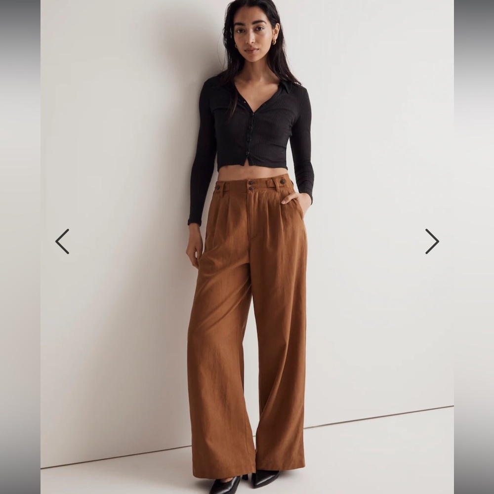 Madewell The Harlow Wide-Leg Pant in Acorn color size 00.